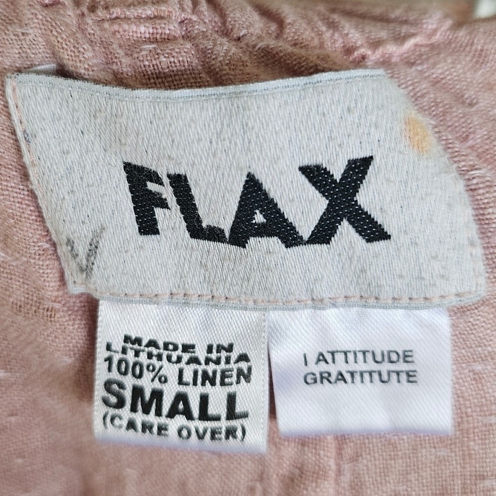 FLAX Pink 100% Linen Wide Leg Crop Pants size Small lagenlook boho - Picture 4 of 4